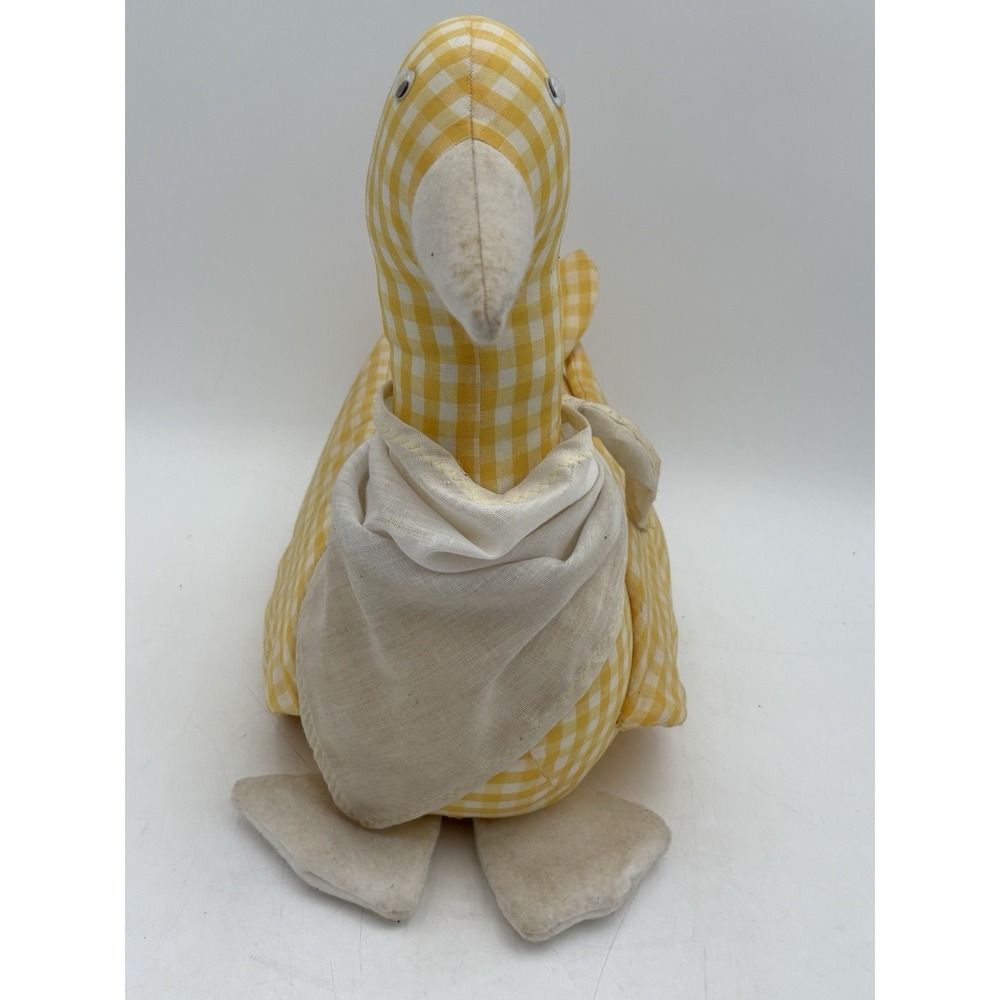 USA Vintage Cottagecore Stuffed Fabric Mother Goose Granny Lace Yellow Check‎ - Picture 5 of 11